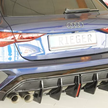 DIFFUSORE SPORTIVO RIEGER TUNING NERO LUCIDO PER AUDI A3 8Y SPORTBACK CON S-LINE RESTYLING (QUADRUPLA USCITA)