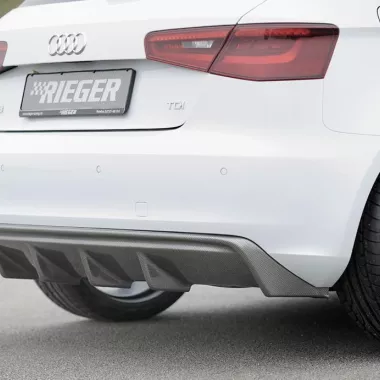 DIFFUSORE SPORTIVO RIEGER TUNING CARBON LOOK PER AUDI A3 8V PRE RESTYLING NO S-LINE CON 2 USCITE A SINISTRA