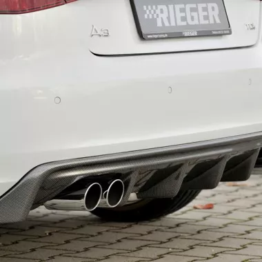 DIFFUSORE SPORTIVO RIEGER TUNING CARBON LOOK PER AUDI A3 8V PRE RESTYLING NO S-LINE PER SCARICO A QUADRUPLA USCITA