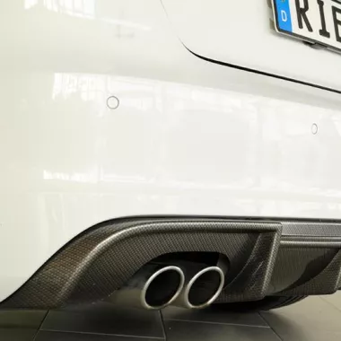 DIFFUSORE SPORTIVO RIEGER TUNING CARBON LOOK PER AUDI A3 8V PRE RESTYLING CON S-LINE CON 2 USCITE A SINISTRA