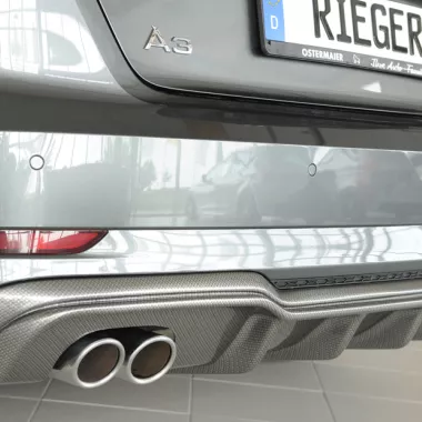 DIFFUSORE SPORTIVO RIEGER TUNING CARBON LOOK PER AUDI A3 8V RESTYLING CON S-LINE CON 2 USCITE A SINISTRA
