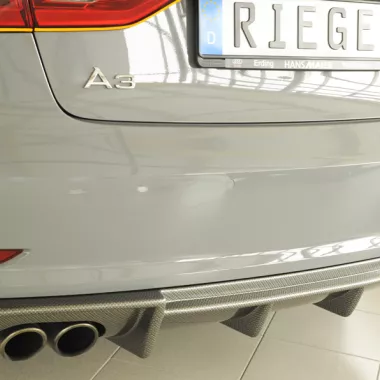 DIFFUSORE SPORTIVO RIEGER TUNING CARBON LOOK PER AUDI A3 8V SEDAN/CABRIO PRE-RESTYLING CON S-LINE CON 2 USCITE A SINISTRA