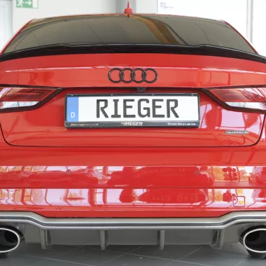 DIFFUSORE SPORTIVO RIEGER TUNING CARBON LOOK PER AUDI A3 8V SEDAN/CABRIO RESTYLING CON S-LINE PER SCARICO SDOPPIATO A SX E DX