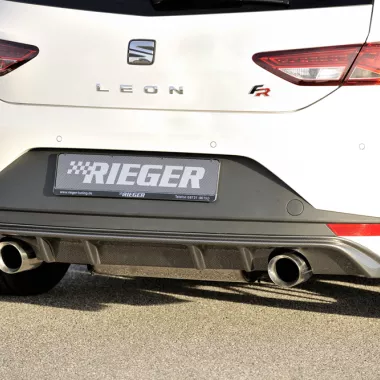 DIFFUSORE SPORTIVO RIEGER TUNING CARBON LOOK PER SEAT LEON FR (5F) 3/5 PORTE PER SCARICO SDOPPIATO SX E DX