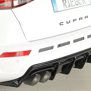 DIFFUSORE SPORTIVO RIEGER TUNING NERO OPACO PER CUPRA ATECA PRE RESTYLING &amp; RESTYLING (SCARICO A QUADRUPLA USCITA NO GANCIO TRAINO)