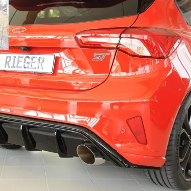 DIFFUSORE SPORTIVO RIEGER TUNING NERO LUCIDO PER FORD FOCUS MK4 ST-LINE (5 PORTE) PER SCARICO SDOPPIATO (GANCIO TRAINO)