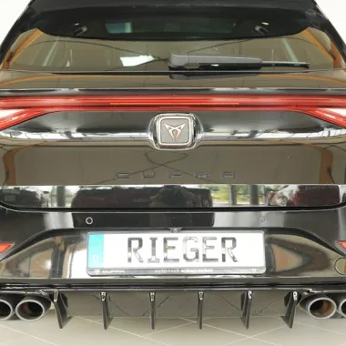 DIFFUSORE SPORTIVO RIEGER TUNING NERO LUCIDO PER CUPRA LEON KL MK4 FACELIFT SPORTSTOURER QUADRUPLA USCITA (NO GANCIO TRAINO)