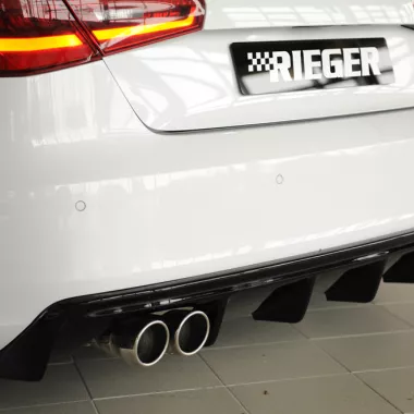 DIFFUSORE SPORTIVO RIEGER TUNING NERO LUCIDO PER AUDI A3 8V PRE RESTYLING NO S-LINE PER SCARICO A QUADRUPLA USCITA