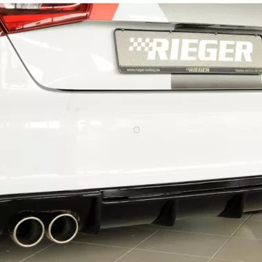 DIFFUSORE SPORTIVO RIEGER TUNING NERO LUCIDO PER AUDI A3 8V PRE RESTYLING CON S-LINE PER SCARICO A QUADRUPLA USCITA