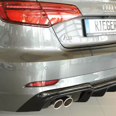 DIFFUSORE SPORTIVO RIEGER TUNING NERO LUCIDO PER AUDI A3 8V RESTYLING CON S-LINE CON 2 USCITE A SINISTRA