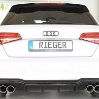 DIFFUSORE SPORTIVO RIEGER TUNING NERO LUCIDO PER AUDI A3 8V RESTYLING CON S-LINE PER SCARICO A QUADRUPLA USCITA