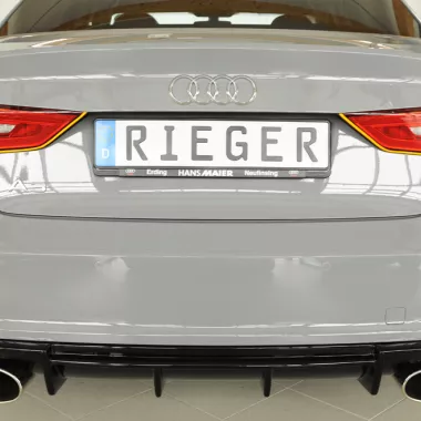 DIFFUSORE SPORTIVO RIEGER TUNING NERO LUCIDO PER AUDI A3 8V SEDAN/CABRIO PRE-RESTYLING CON S-LINE PER SCARICO SDOPPIATO A SX E DX