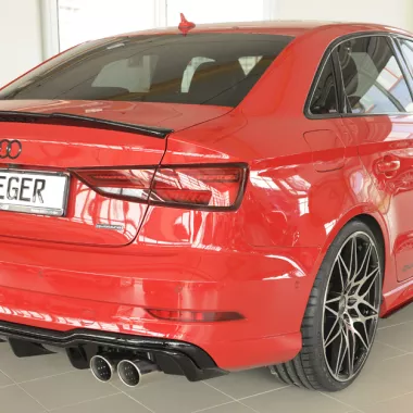 DIFFUSORE SPORTIVO RIEGER TUNING NERO LUCIDO PER AUDI A3 8V SEDAN/CABRIO RESTYLING CON S-LINE PER SCARICO A QUADRUPLA USCITA