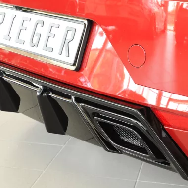 DIFFUSORE SPORTIVO RIEGER TUNING NERO LUCIDO PER SEAT IBIZA FR (KJ) 5 PORTE PER SCARICO ORIGINALE