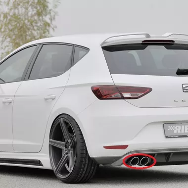DIFFUSORE SPORTIVO RIEGER TUNING NERO LUCIDO PER SEAT LEON (5F) 3/5 PORTE PRE-RESTYLING PER SCARICO CON DOPPIA USCITA A SX