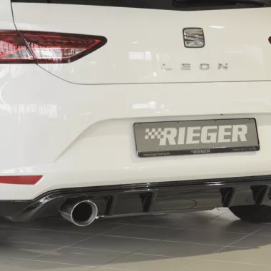 DIFFUSORE SPORTIVO RIEGER TUNING NERO LUCIDO PER SEAT LEON (5F) 3/5 PORTE PRE-RESTYLING PER DOPPIO SCARICO SX E DX