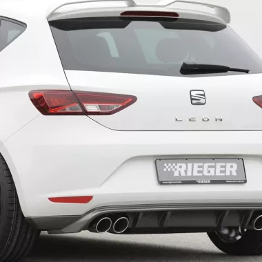 DIFFUSORE SPORTIVO RIEGER TUNING NERO LUCIDO PER SEAT LEON (5F) 3/5 PORTE PRE-RESTYLING PER SCARICO A QUADRUPLA USCITA