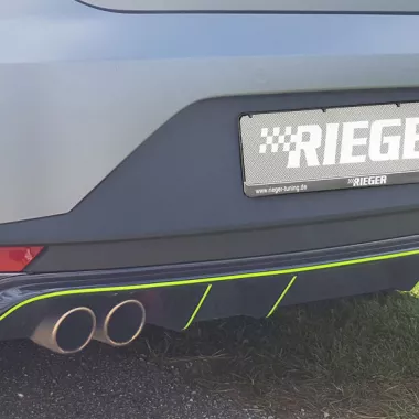 DIFFUSORE SPORTIVO RIEGER TUNING NERO LUCIDO PER SEAT LEON FR (5F) 3/5 PORTE PER SCARICO CON DOPPIA USCITA A SX