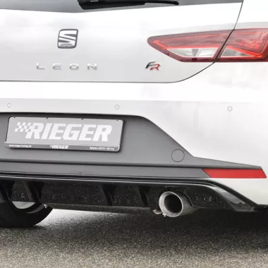 DIFFUSORE SPORTIVO RIEGER TUNING NERO LUCIDO PER SEAT LEON FR (5F) 3/5 PORTE PER SCARICO SDOPPIATO SX E DX