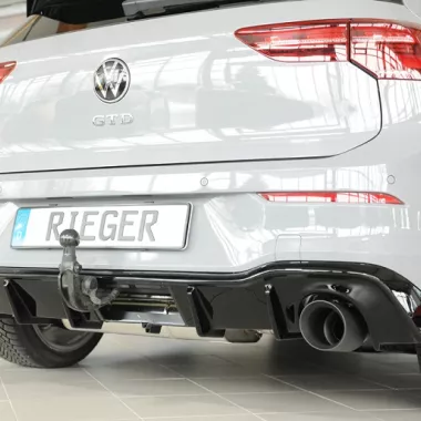 DIFFUSORE SPORTIVO RIEGER TUNING NERO LUCIDO PER VW GOLF MK8 GTI PER USCITE DI SERIE (PER GANCIO TRAINO)