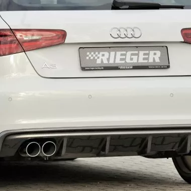 DIFFUSORE SPORTIVO RIEGER TUNING NERO OPACO PER AUDI A3 8V PRE RESTYLING NO S-LINE PER SCARICO A QUADRUPLA USCITA