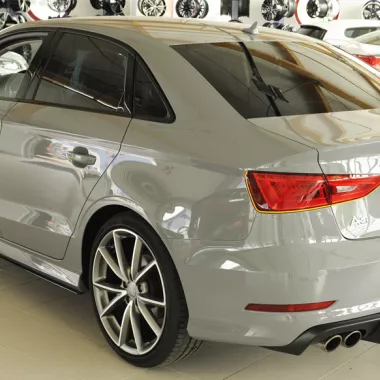 DIFFUSORE SPORTIVO RIEGER TUNING NERO OPACO PER AUDI A3 8V SEDAN/CABRIO PRE-RESTYLING CON S-LINE CON 2 USCITE A SINISTRA