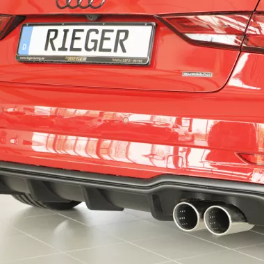 DIFFUSORE SPORTIVO RIEGER TUNING NERO OPACO PER AUDI A3 8V SEDAN/CABRIO RESTYLING CON S-LINE PER SCARICO A QUADRUPLA USCITA