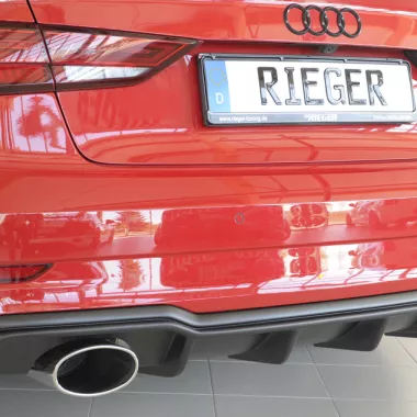 DIFFUSORE SPORTIVO RIEGER TUNING NERO OPACO PER AUDI A3 8V SEDAN/CABRIO RESTYLING CON S-LINE PER SCARICO SDOPPIATO A SX E DX
