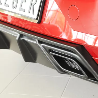 DIFFUSORE SPORTIVO RIEGER TUNING NERO OPACO PER SEAT IBIZA FR (KJ) 5 PORTE PER SCARICO ORIGINALE