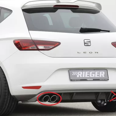 DIFFUSORE SPORTIVO RIEGER TUNING NERO OPACO PER SEAT LEON (5F) 3/5 PORTE PRE-RESTYLING PER SCARICO CON DOPPIA USCITA A SX