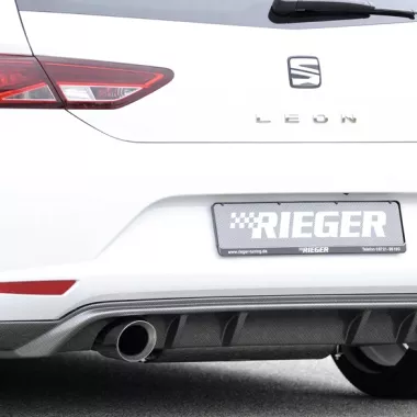 DIFFUSORE SPORTIVO RIEGER TUNING NERO OPACO PER SEAT LEON (5F) 3/5 PORTE PRE-RESTYLING PER DOPPIO SCARICO SX E DX