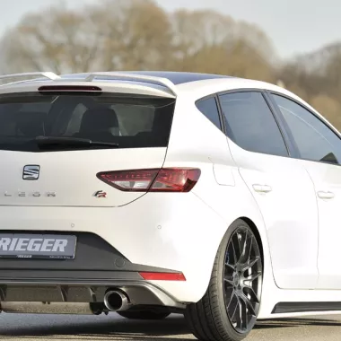 DIFFUSORE SPORTIVO RIEGER TUNING NERO OPACO PER SEAT LEON FR (5F) 3/5 PORTE PER SCARICO SDOPPIATO SX E DX
