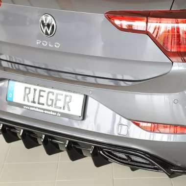 DIFFUSORE SPORTIVO RIEGER TUNING NERO LUCIDO PER VW POLO AW R-LINE PRE RESTYLING