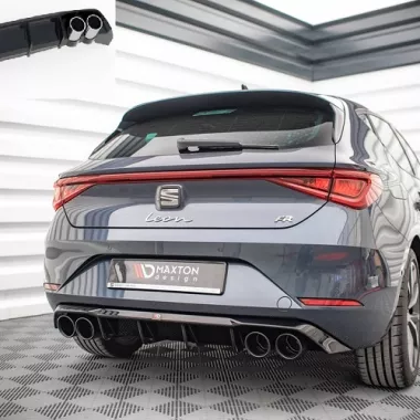 DIFFUSORE NERO LUCIDO CON TERMINALINI CROMATI MAXTON DESIGN PER SEAT LEON FR MK4