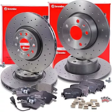 KIT FRENI SPORTIVO COMPLETO ANT + POST BREMBO AUDI A3 8P 2.0 TDI 140CV