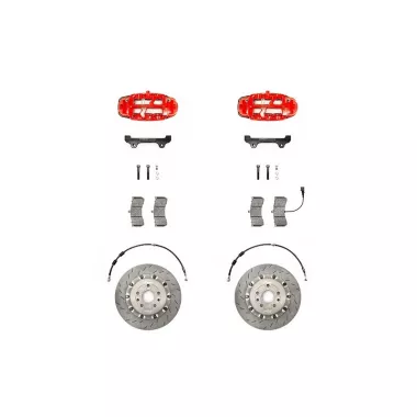 IMPIANTO FRENANTE MAGGIORATO ANTERIORE VWR RACINGLINE 4 POMPANTI PER VW GOLF MK6 (ROSSO)