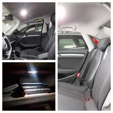 KIT LED INTERNO AUDI A3 8V PLAFONIERA ANTERIORE E POSTERIORE E PORTA OGGETTI