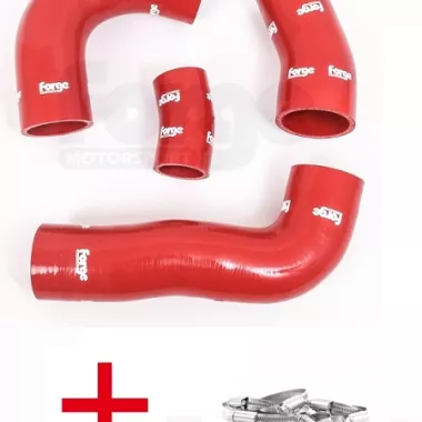 KIT MANICOTTI SILICONICI INTERCOOLER FORGE MOTORSPORT PER SKODA SUPERB 3V 2.0 TSI (ROSSO, CON FASCETTE)