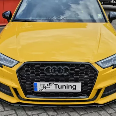LAMA SOTTOPARAURTI ANTERIORE AUDI A3 8V CABRIO RESTYLING CON S-LINE NERO LUCIDO INGO NOAK TUNING
