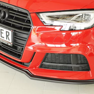 LAMA SOTTOPARAURTI ANTERIORE PER AUDI A3 8V SEDAN/CABRIO RESTYLING CON S-LINE NERO OPACO RIEGER TUNING