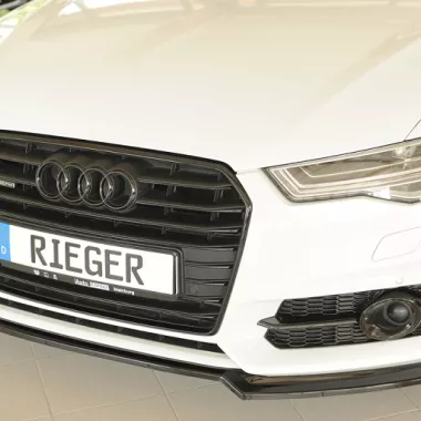 LAMA SOTTOPARAURTI ANTERIORE PER AUDI A6 4G C7 FACELIFT AVANT/SEDAN CON S-LINE NERO LUCIDO RIEGER TUNING