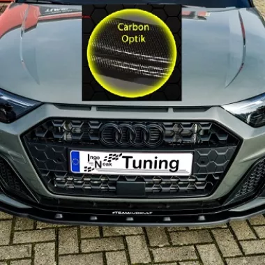 LAMA SOTTOPARAURTI ANTERIORE AUDI A1 GB MK2 CON S-LINE CARBON LOOK INGO NOAK TUNING