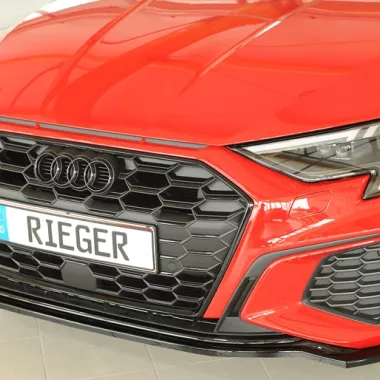 LAMA SOTTOPARAURTI ANTERIORE RIEGER TUNING NERA LUCIDA PER AUDI A3 8Y SPORTBACK E SEDAN CON S-LINE