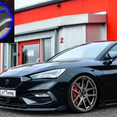 LAMA SOTTOPARAURTI ANTERIORE CON ALETTE PER SEAT LEON MK4 (KL) NERO OPACO INGO NOAK TUNING