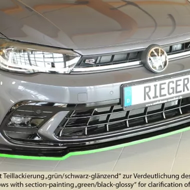 LAMA SOTTOPARAURTI ANTERIORE NERO LUCIDO PER VW POLO AW GTI / R-LINE RESTYLING RIEGER TUNING