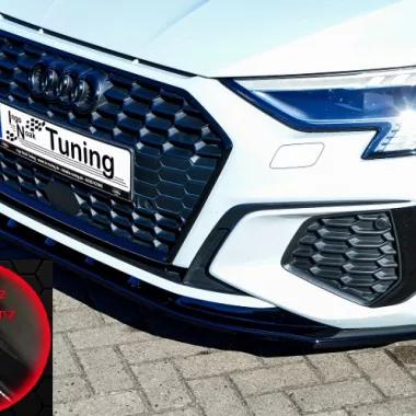 LAMA SOTTOPARAURTI ANTERIORE CON ALETTE PER AUDI S3 / A3 8Y S-LINE SEDAN NERO LUCIDO INGO NOAK TUNING