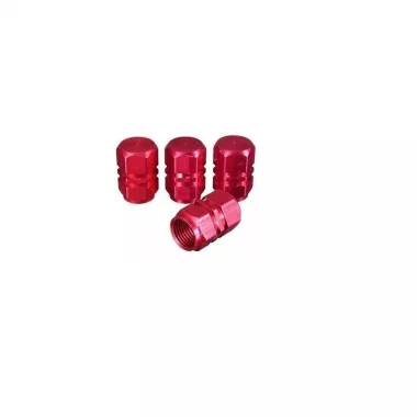 SET 4 TAPPI COPRIVALVOLA IN METALLO COLORE ROSSO