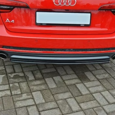 SOTTODIFFUSORE CENTRALE NERO LUCIDO MAXTON DESIGN PER AUDI A4 B9 AVANT S-LINE PRE RESTYLING (USCITE SDOPPIATE)