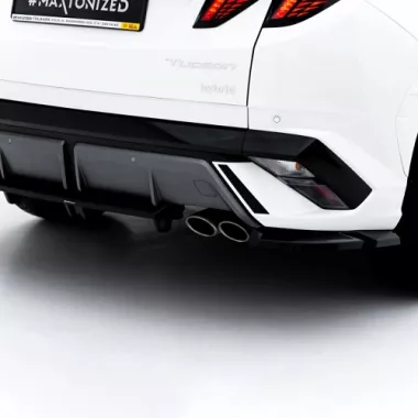 SOTTODIFFUSORE POSTERIORE CON BARRE VERTICALI PER HYUNDAI TUCSON MK4 FACELIFT N-LINE NERO LUCIDO MAXTON DESIGN