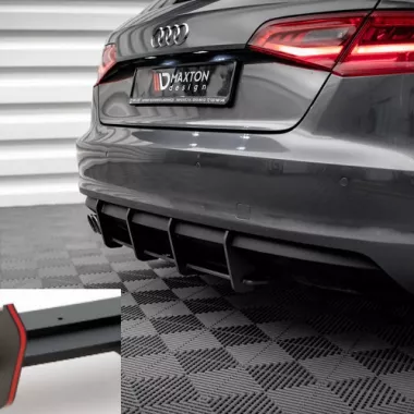 SOTTODIFFUSORE RACING MAXTON DESIGN PER AUDI A3 8V SPORTBACK PRE RESTYLING NO S-LINE NERO-ROSSO